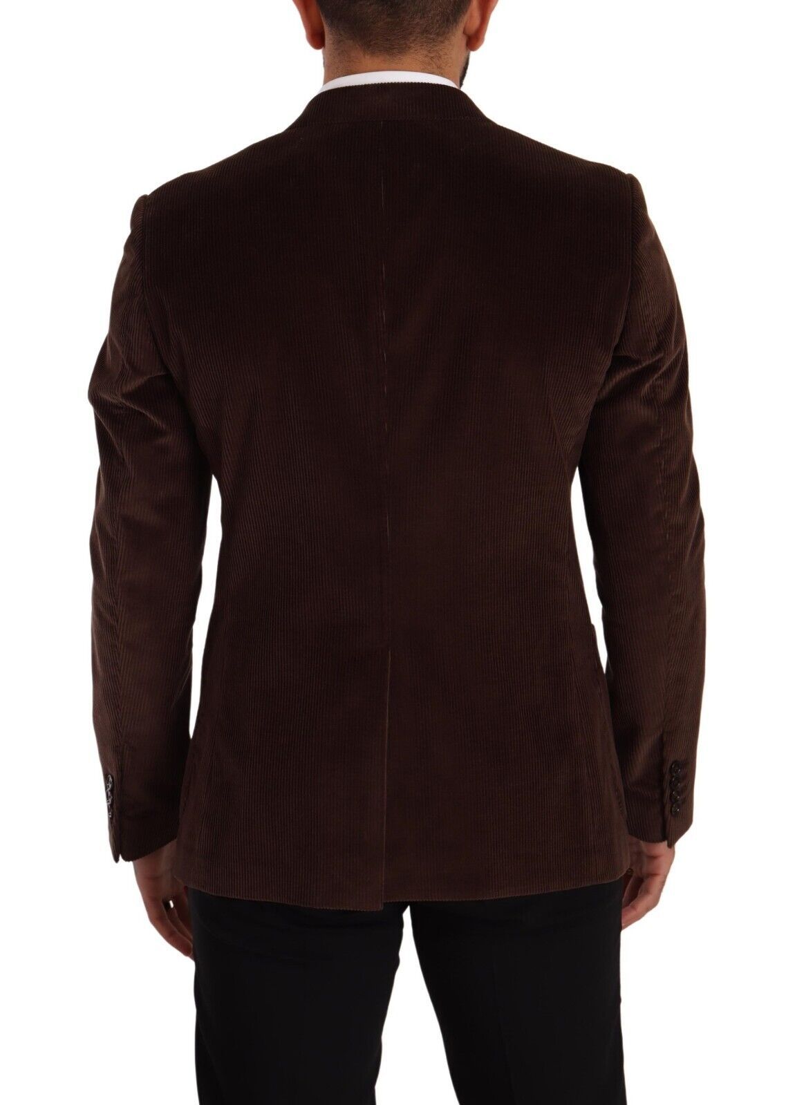 Dolce & Gabbana Brown Corduroy Slim Fit Coat DG Logo Blazer | Regal Royce