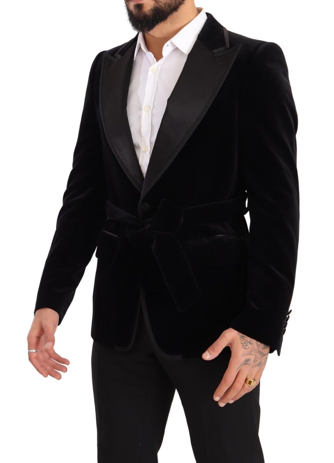 Dolce & Gabbana Black Velvet Single Breasted One Button Blazer | Regal Royce