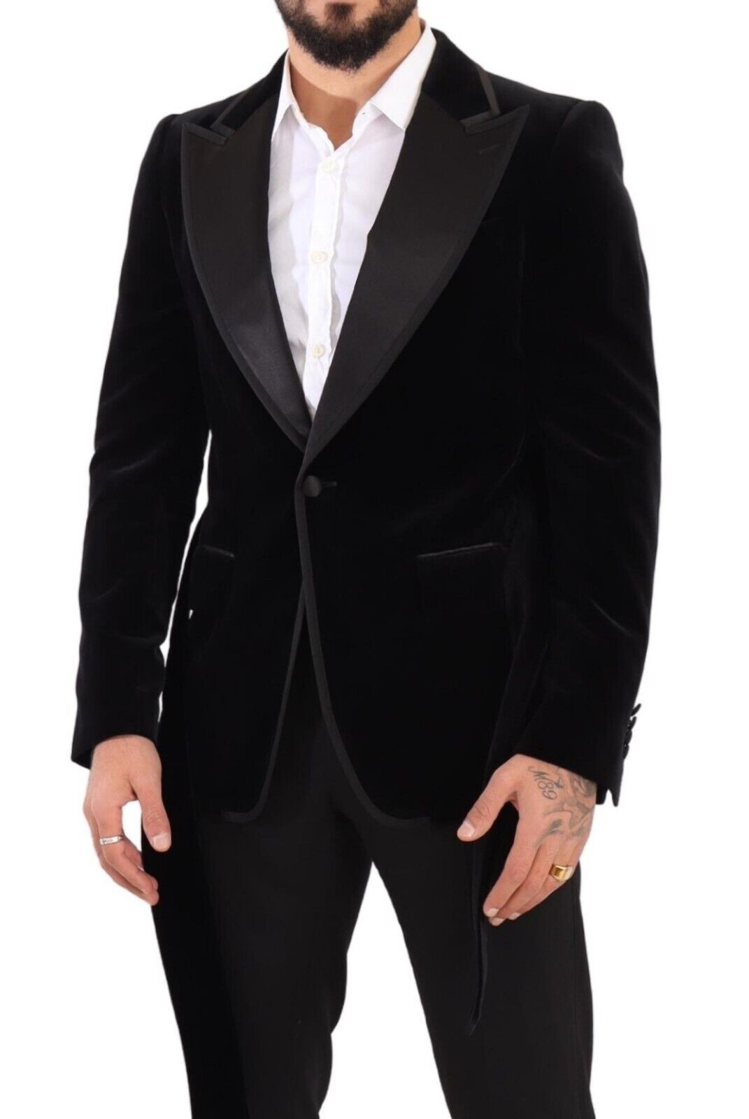 Dolce & Gabbana Black Velvet Single Breasted One Button Blazer | Regal Royce