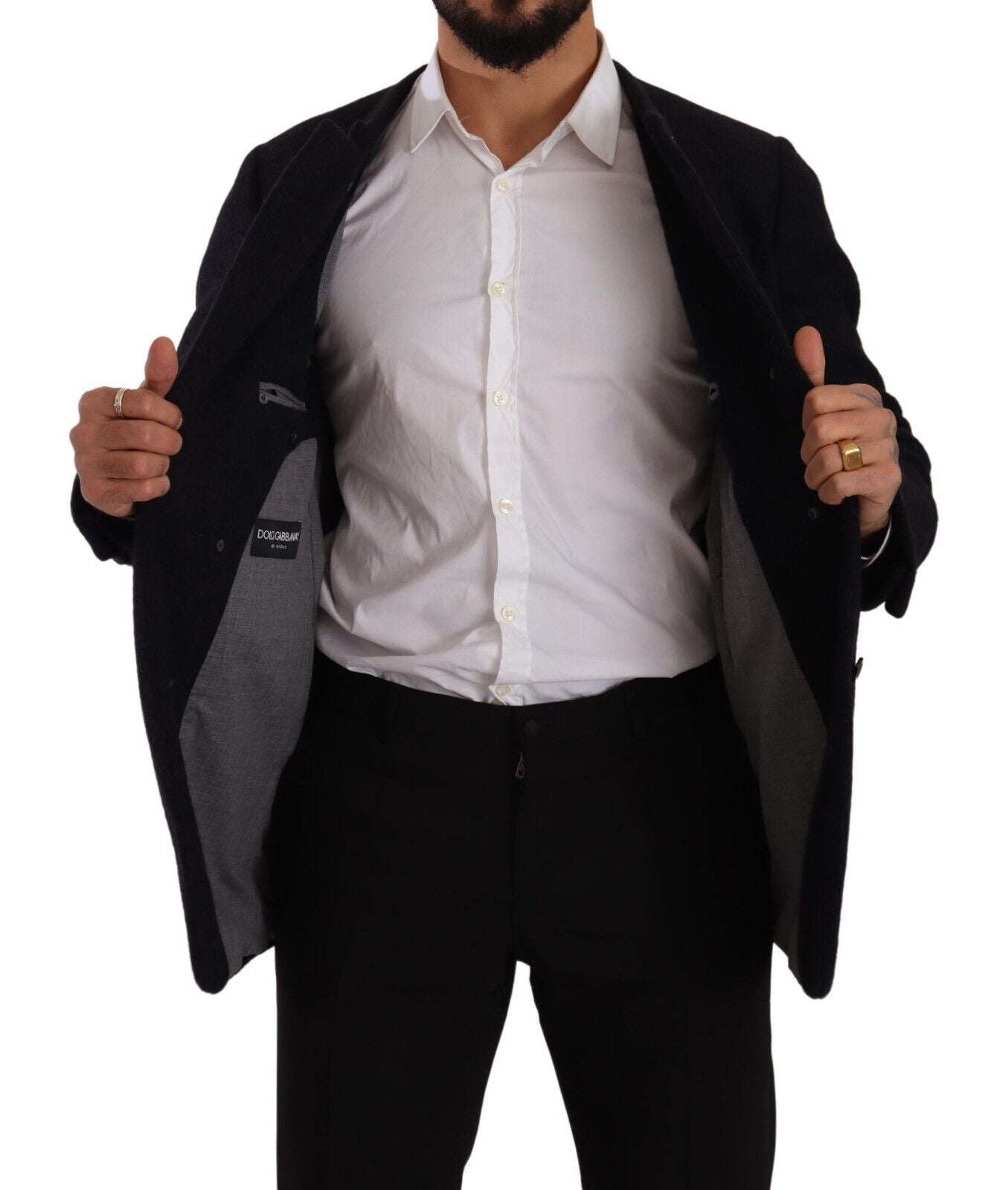 Dolce & Gabbana Gray Alpaca Button Down Men Coat Jacket | Regal Royce