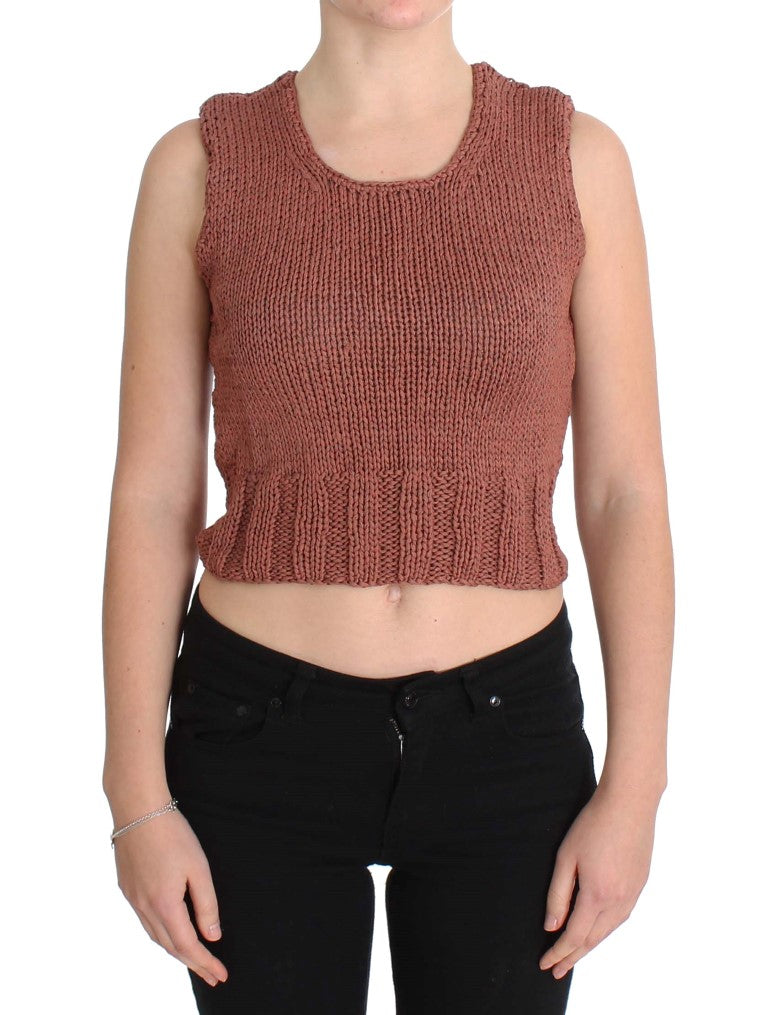 PINK MEMORIES Red Cotton Blend Knitted Sleeveless Sweater | Regal Royce