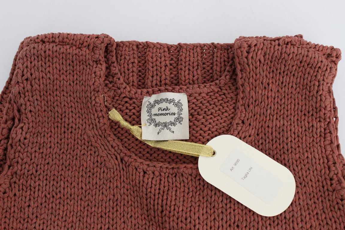 PINK MEMORIES Red Cotton Blend Knitted Sleeveless Sweater | Regal Royce