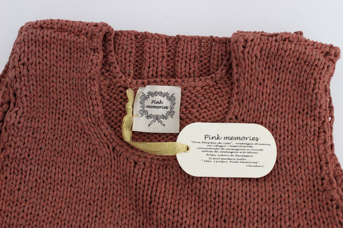 PINK MEMORIES Red Cotton Blend Knitted Sleeveless Sweater | Regal Royce