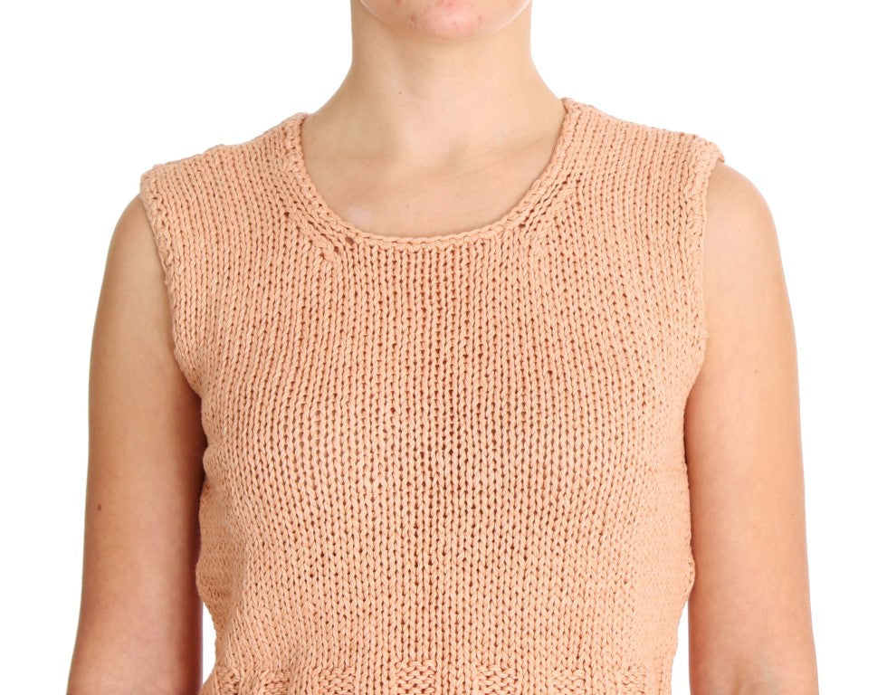 PINK MEMORIES Pink Cotton Blend Knitted Sleeveless Sweater | Regal Royce