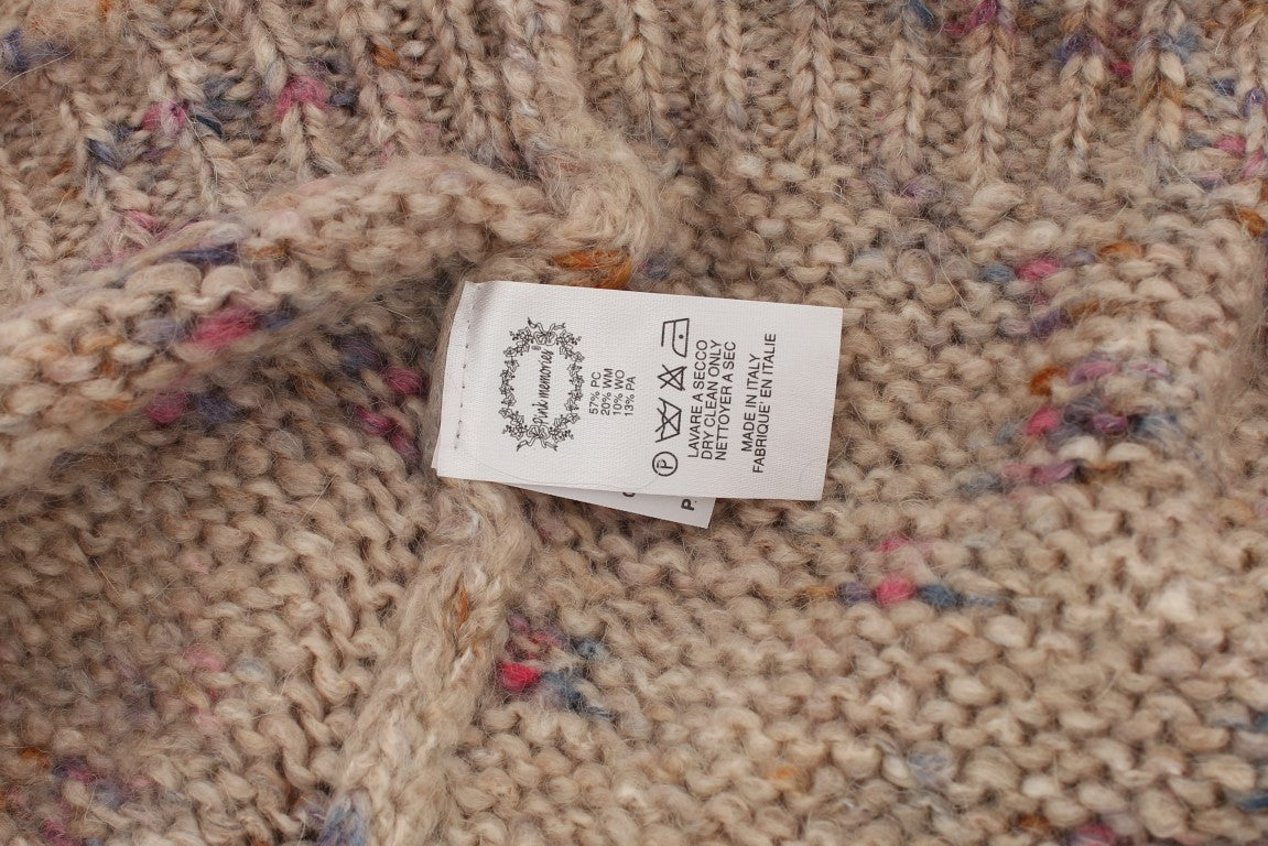 PINK MEMORIES Beige Wool Blend Knitted Oversize Sweater | Regal Royce