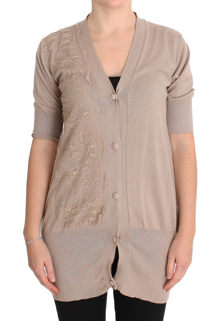 PINK MEMORIES Pink Lace Cotton Cardigan Sweater | Regal Royce