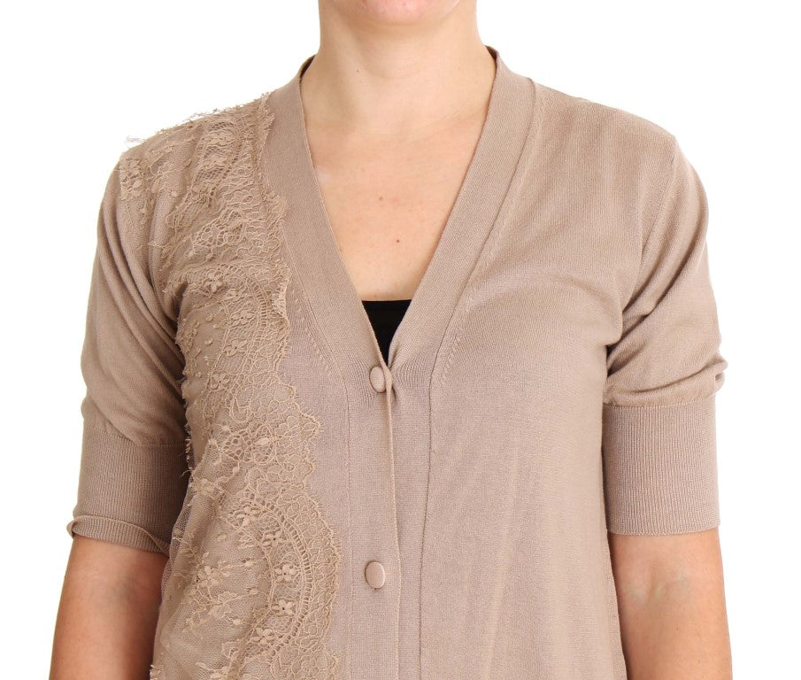 PINK MEMORIES Pink Lace Cotton Cardigan Sweater | Regal Royce