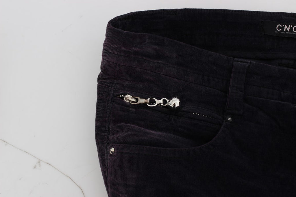 Costume National Purple Cropped Corduroys Jeans