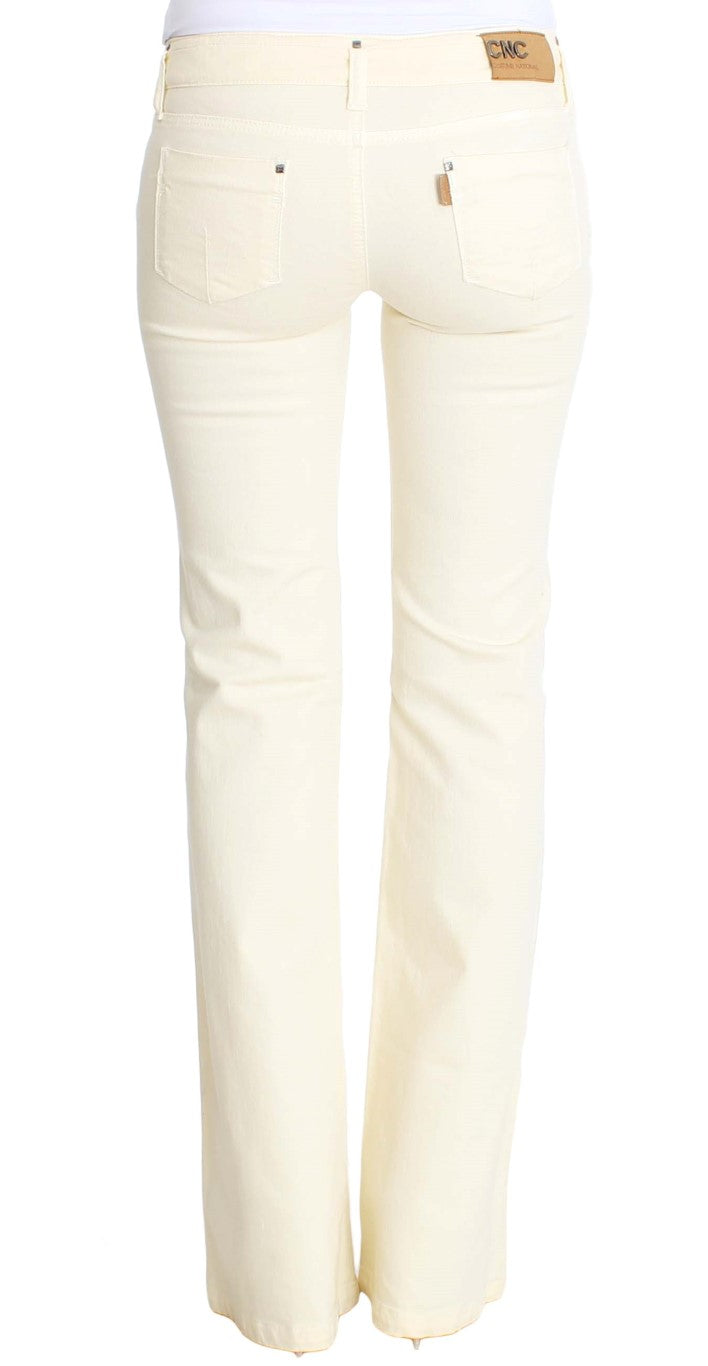Costume National White Cotton Stretch Flare Jeans | Regal Royce
