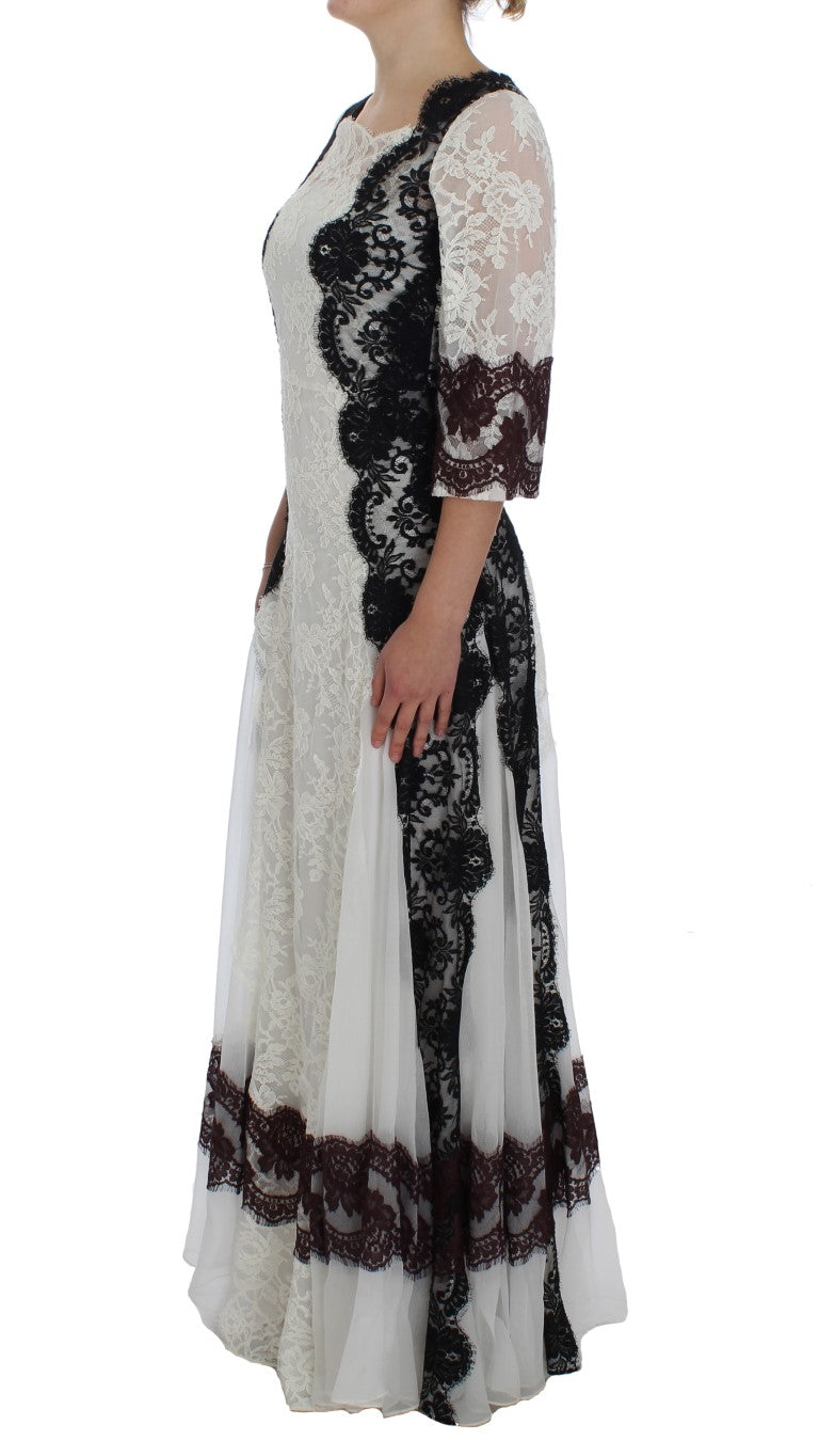 Dolce & Gabbana White Floral Lace Full Length Gown Dress | Regal Royce