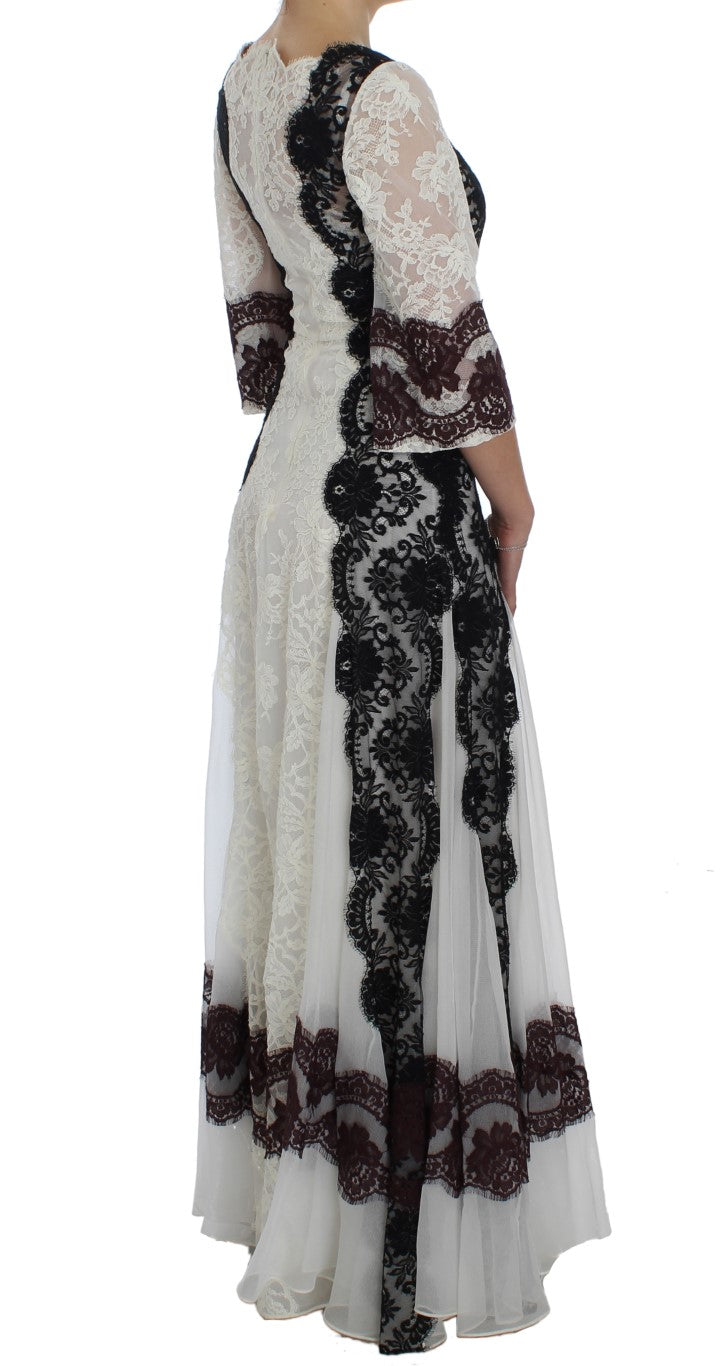 Dolce & Gabbana White Floral Lace Full Length Gown Dress | Regal Royce
