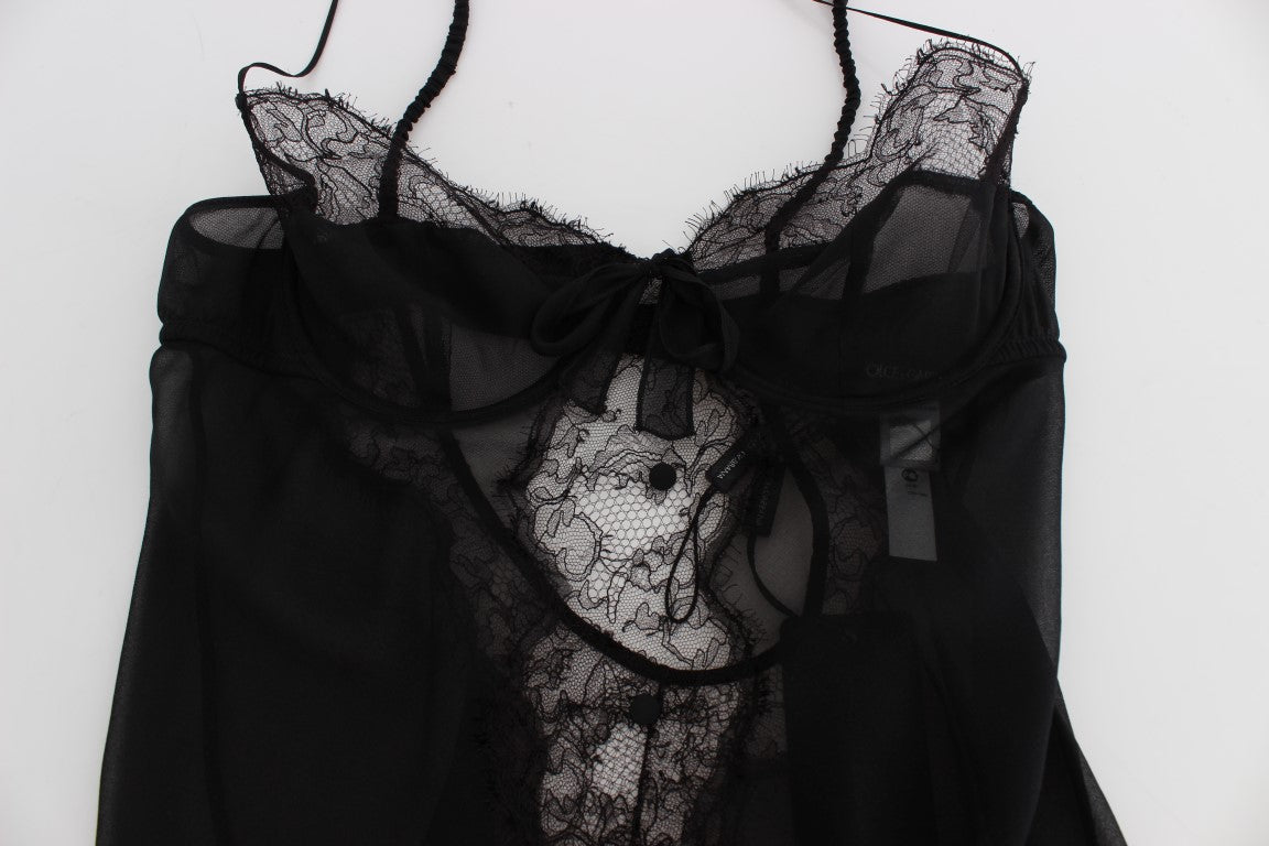 Dolce & Gabbana Black Silk Lace Babydoll Lingerie Top | Regal Royce