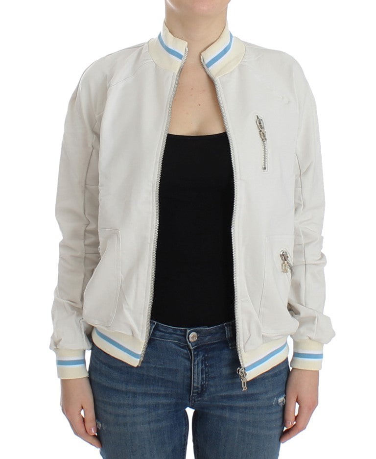 John Galliano White Mock Zip Cardigan Sweatshirt Sweater | Regal Royce