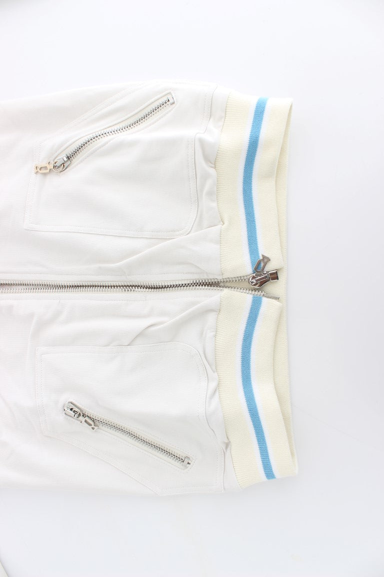John Galliano White Mock Zip Cardigan Sweatshirt Sweater | Regal Royce