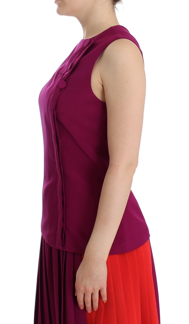 Barbara Casasola Purple Silk Sleeveless Blouse Top | Regal Royce