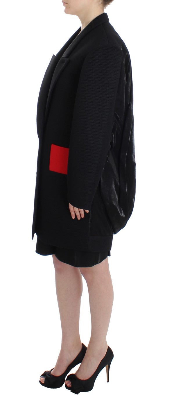 KAALE SUKTAE Black Coat Trench Long Draped Jacket Blazer | Regal Royce