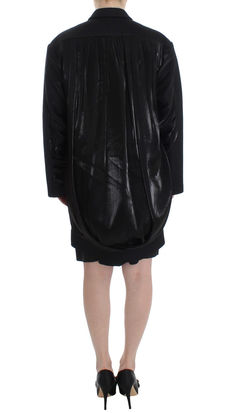 KAALE SUKTAE Black Coat Trench Long Draped Jacket Blazer | Regal Royce