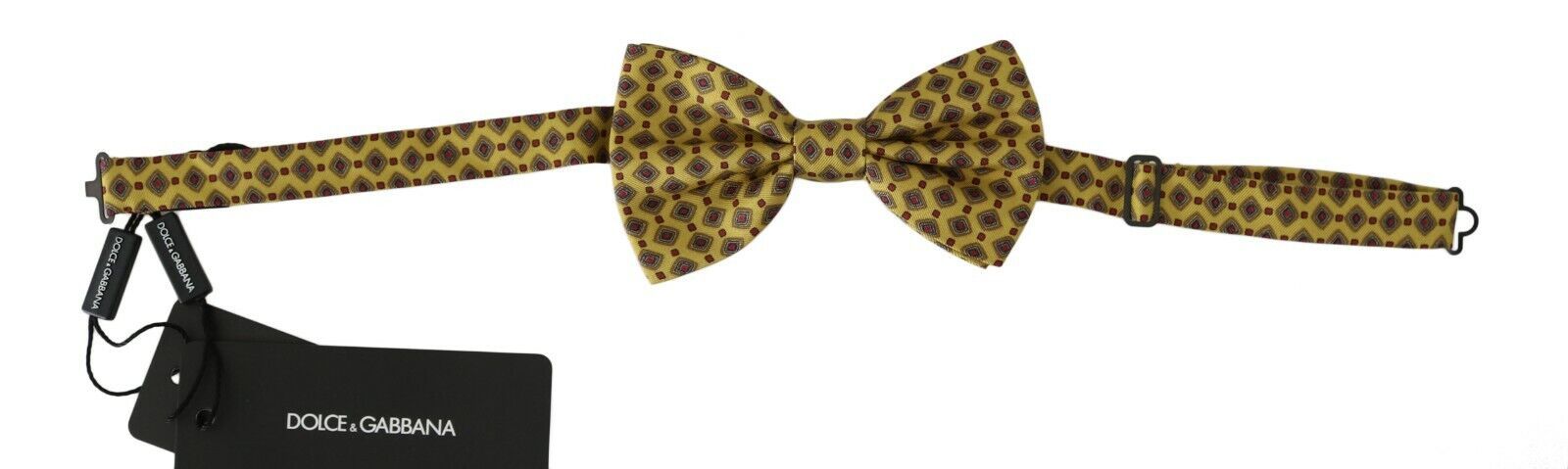 Dolce & Gabbana Yellow Pattern Silk Adjustable Neck Tie | Regal Royce