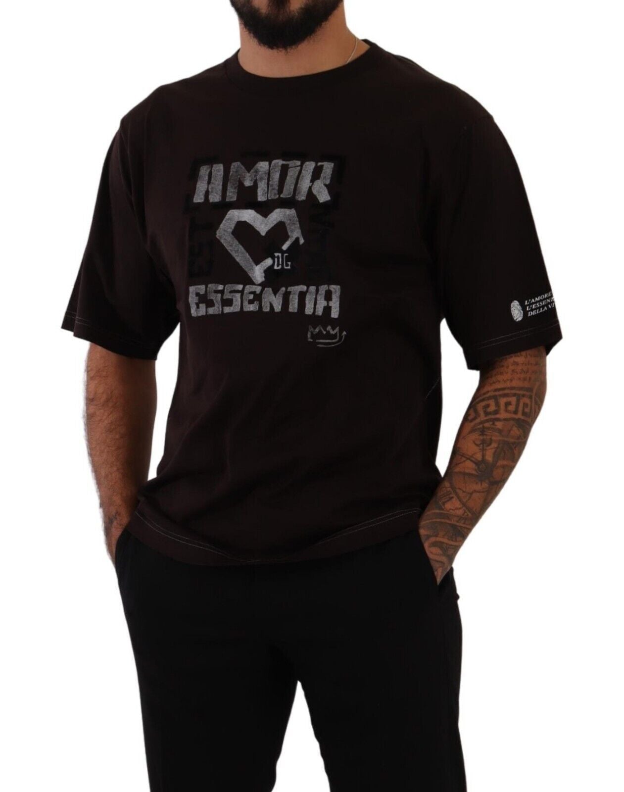 Dolce & Gabbana Bordeaux Cotton L-Amore Print Crewneck T-shirt | Regal Royce