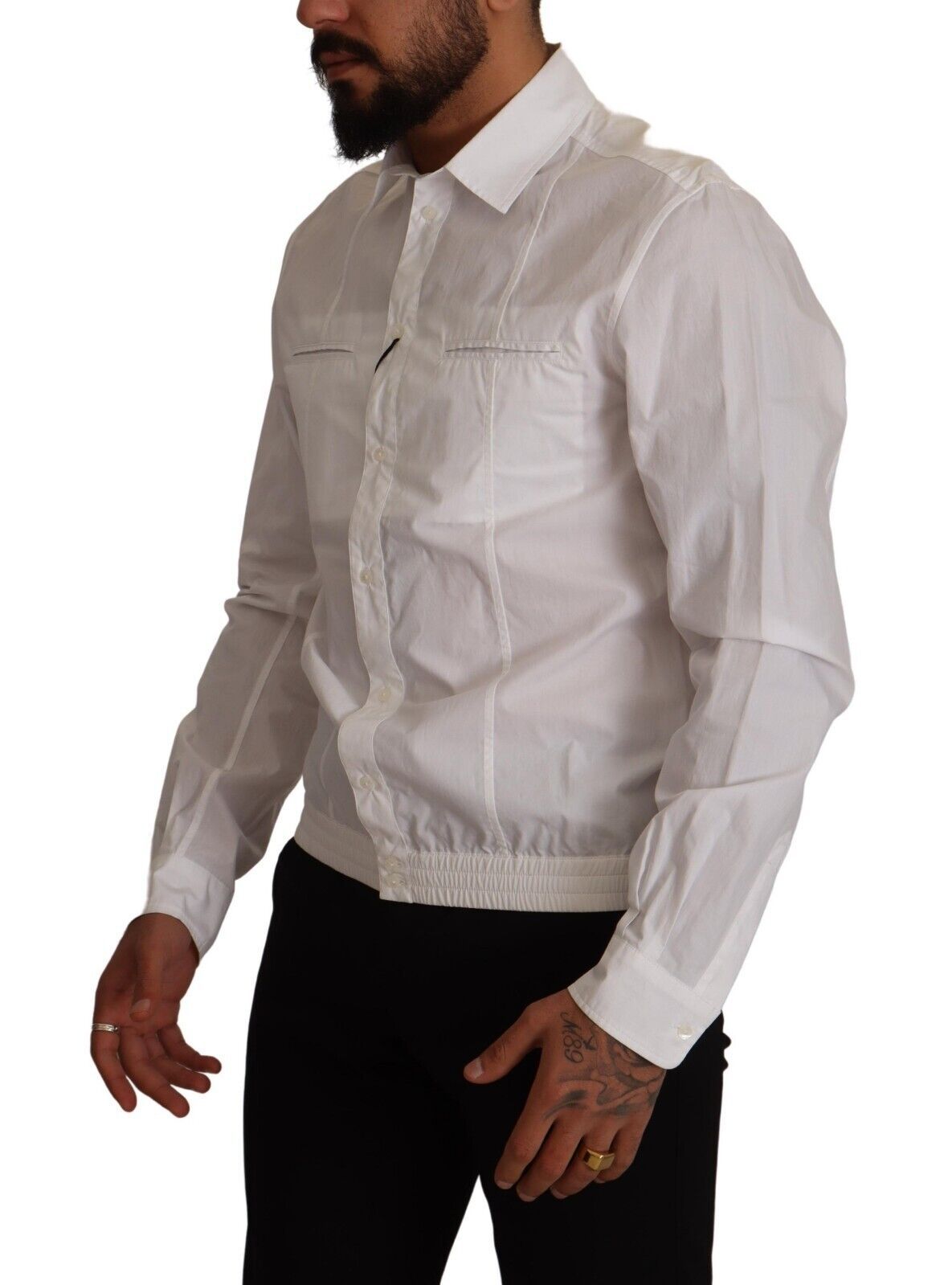 Dolce & Gabbana White Cotton Button Down Men Collared Shirt | Regal Royce