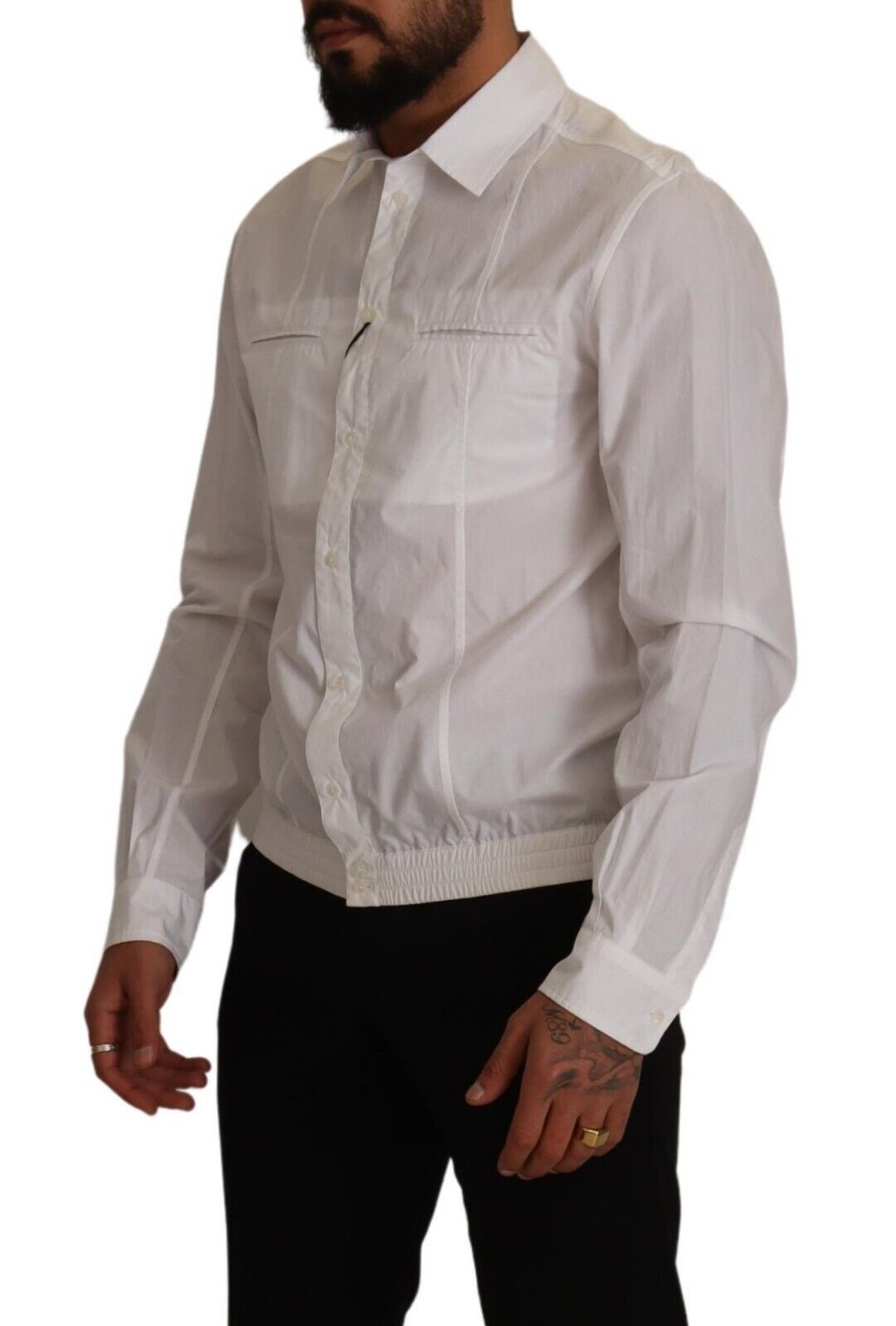 Dolce & Gabbana White Cotton Button Down Men Collared Shirt | Regal Royce
