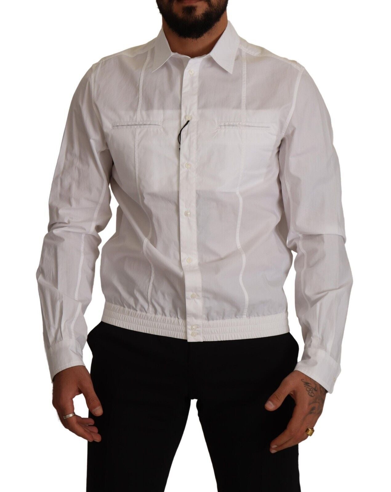 Dolce & Gabbana White Cotton Button Down Men Collared Shirt | Regal Royce