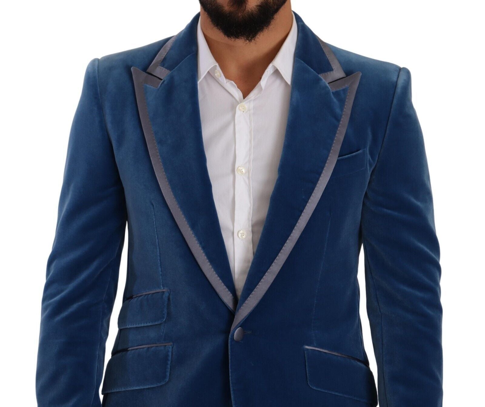 Dolce & Gabbana Blue SICILIA Velvet Slim Fit 2 Piece Suit | Regal Royce