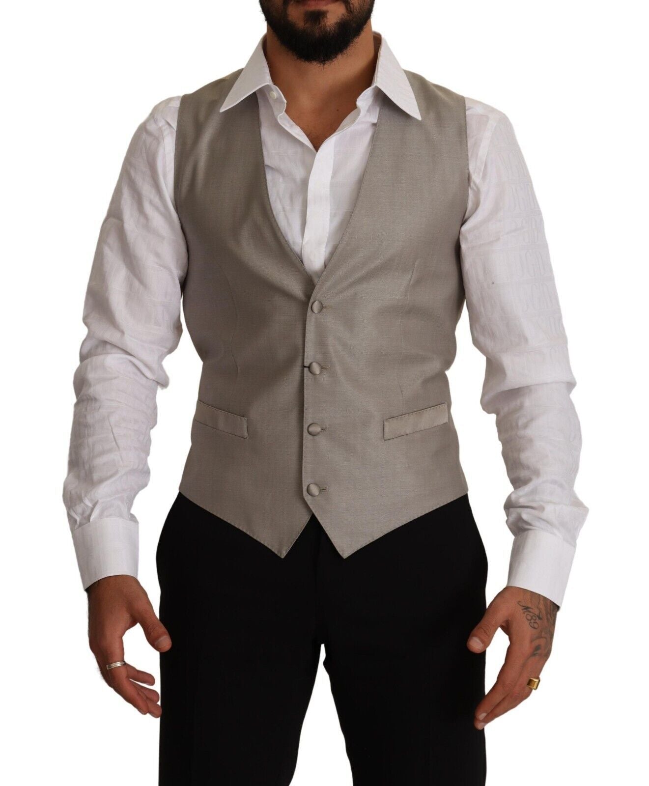Dolce & Gabbana Beige Wool Single Breasted Waistcoat Vest | Regal Royce