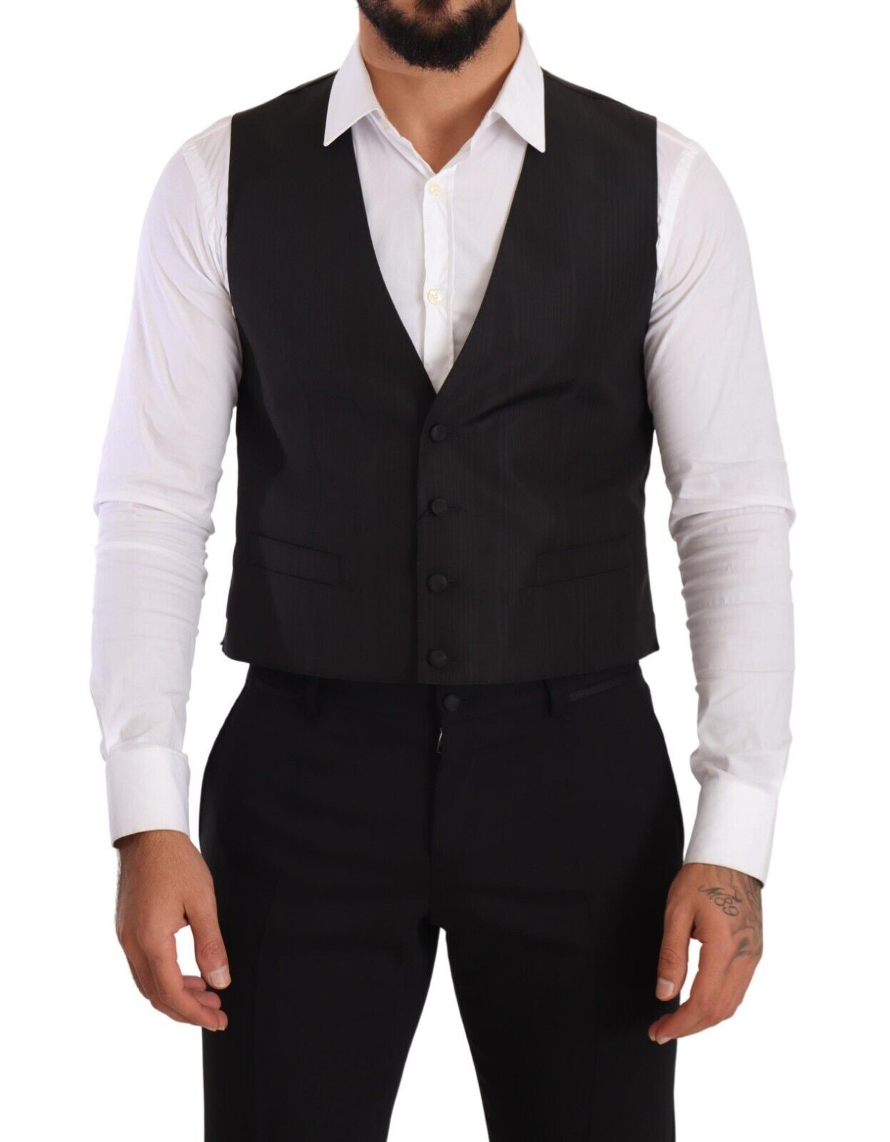 Dolce & Gabbana Gray Silk Slim Fit Waistcoat Formal Vest | Regal Royce