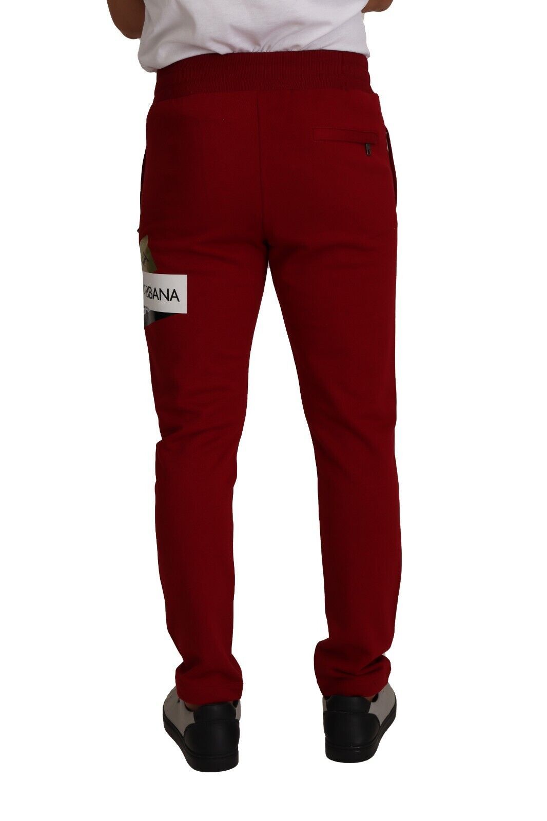 Dolce & Gabbana Red Cotton Logo Patch Sweatpants Jogging Pants | Regal Royce