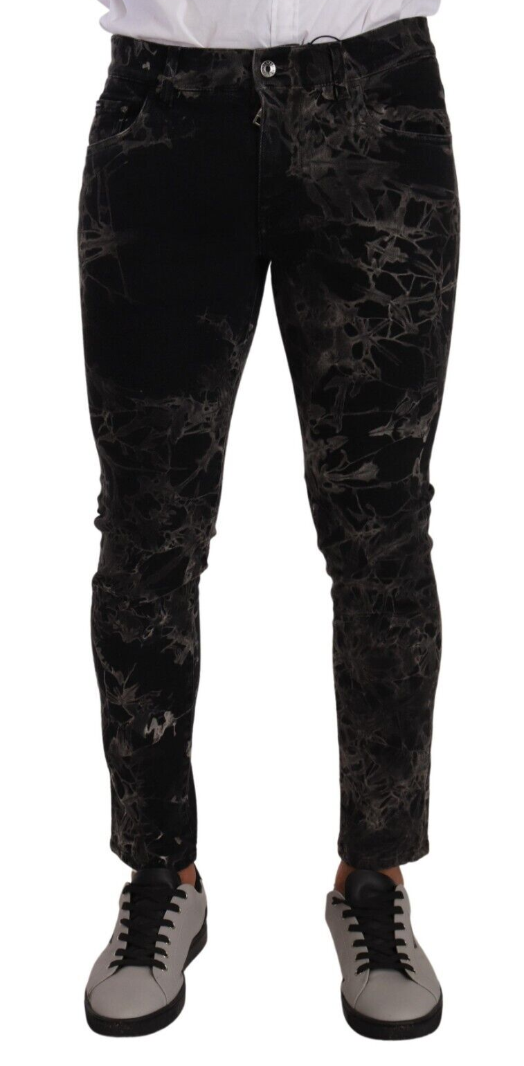 Dolce & Gabbana Black Patterned Skinny Slim Fit Jeans | Regal Royce