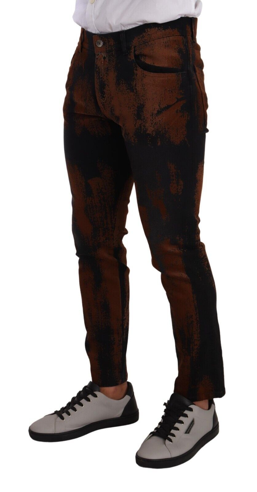 Dolce & Gabbana Black Brown Tie Dye Cotton Skinny Denim Jeans | Regal Royce