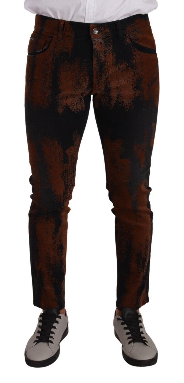 Dolce & Gabbana Black Brown Tie Dye Cotton Skinny Denim Jeans | Regal Royce