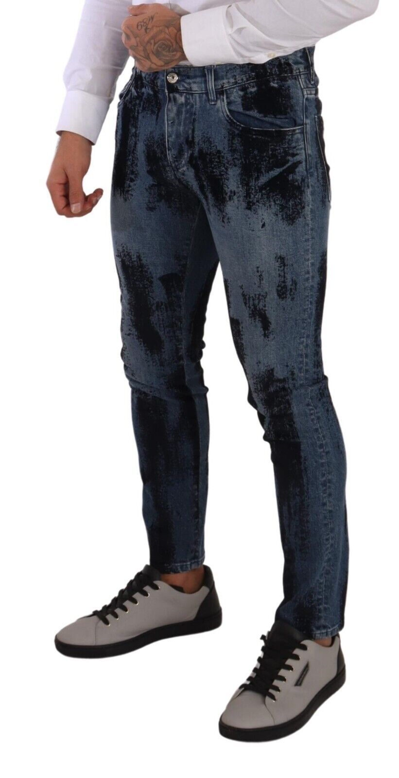 Dolce & Gabbana Blue Black Cotton Skinny Denim Jeans | Regal Royce