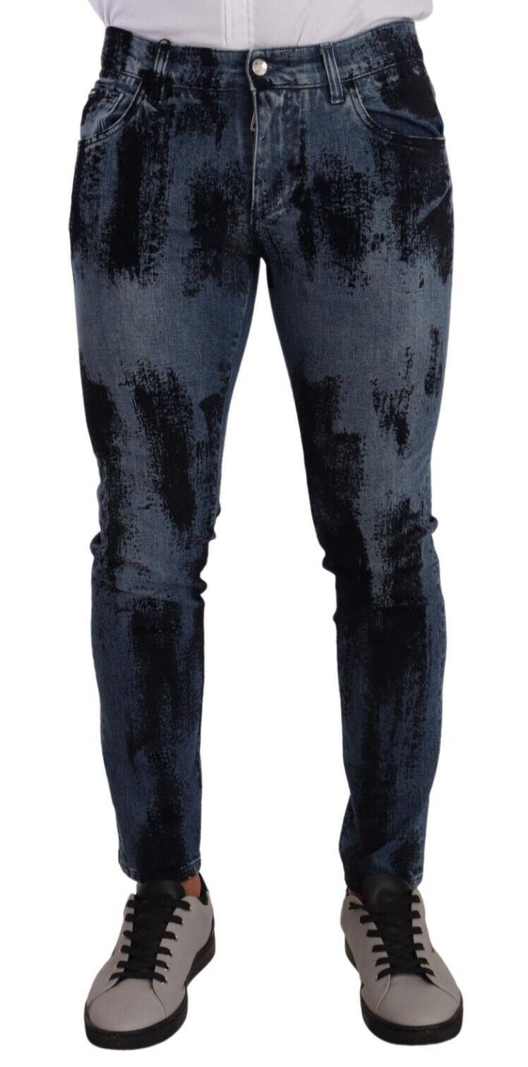 Dolce & Gabbana Blue Black Cotton Skinny Denim Jeans | Regal Royce