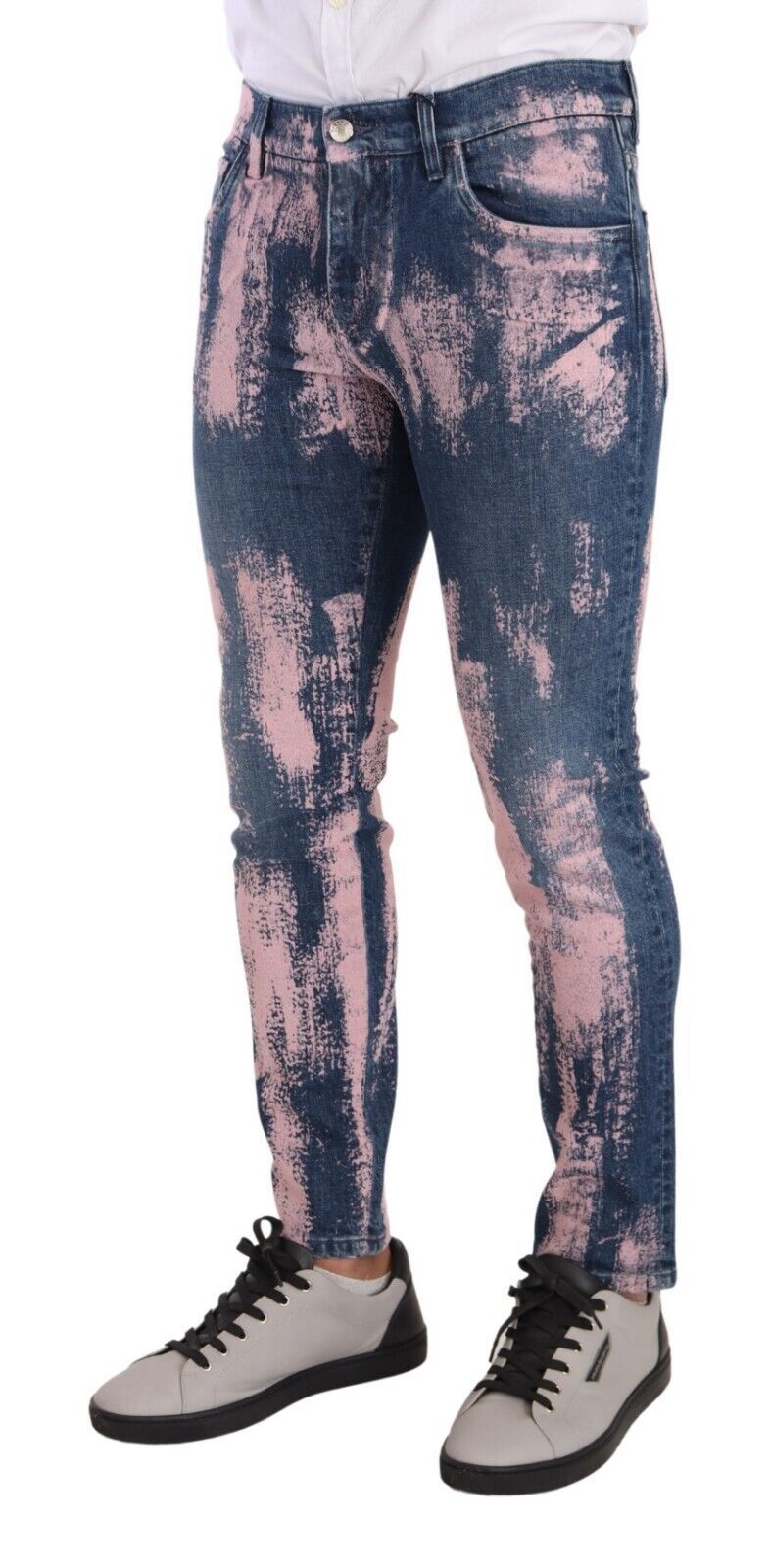 Dolce & Gabbana Blue Pink Tie Dye Cotton Skinny Denim Jeans | Regal Royce