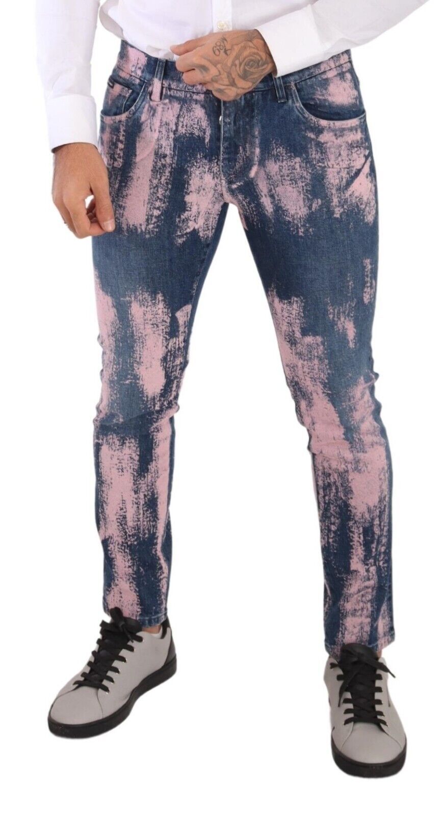 Dolce & Gabbana Blue Pink Tie Dye Cotton Skinny Denim Jeans | Regal Royce