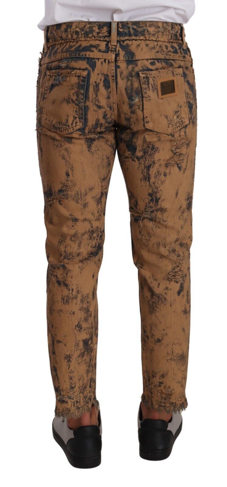 Dolce & Gabbana Brown Distressed Cotton Regular Denim Jeans | Regal Royce