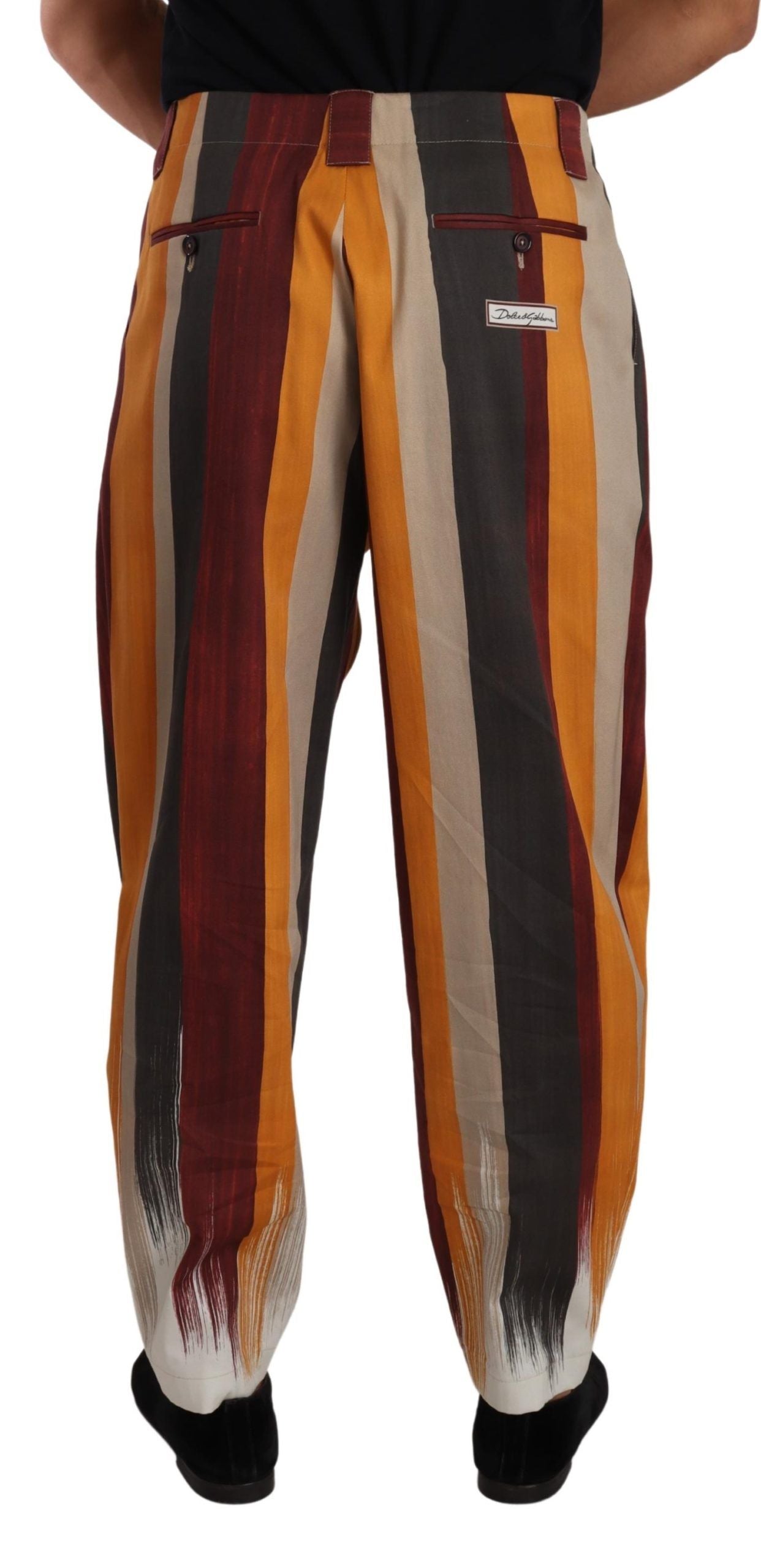 Dolce & Gabbana Multicolor Striped Cotton Tapered Trouser Pants | Regal Royce