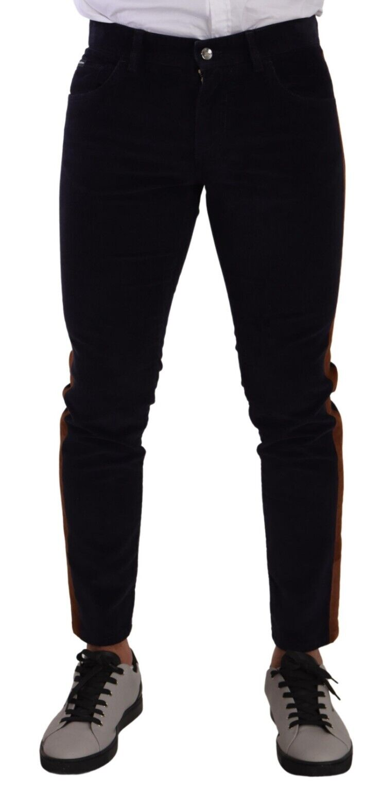 Dolce & Gabbana Blue Cotton Stretch Skinny Corduroy Jeans | Regal Royce