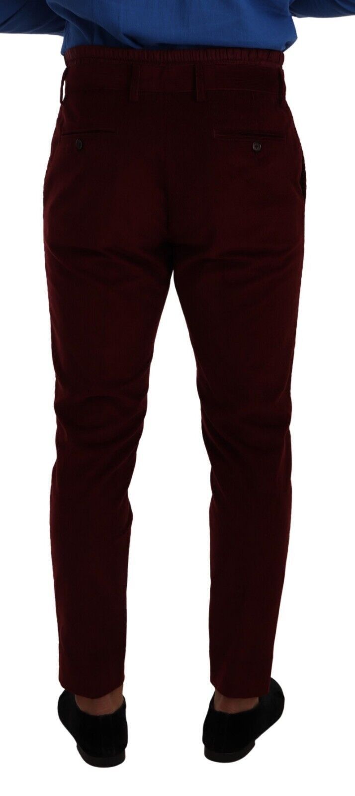 Dolce & Gabbana Bordeaux Velvet Mens Formal Trouser Dress Pants | Regal Royce