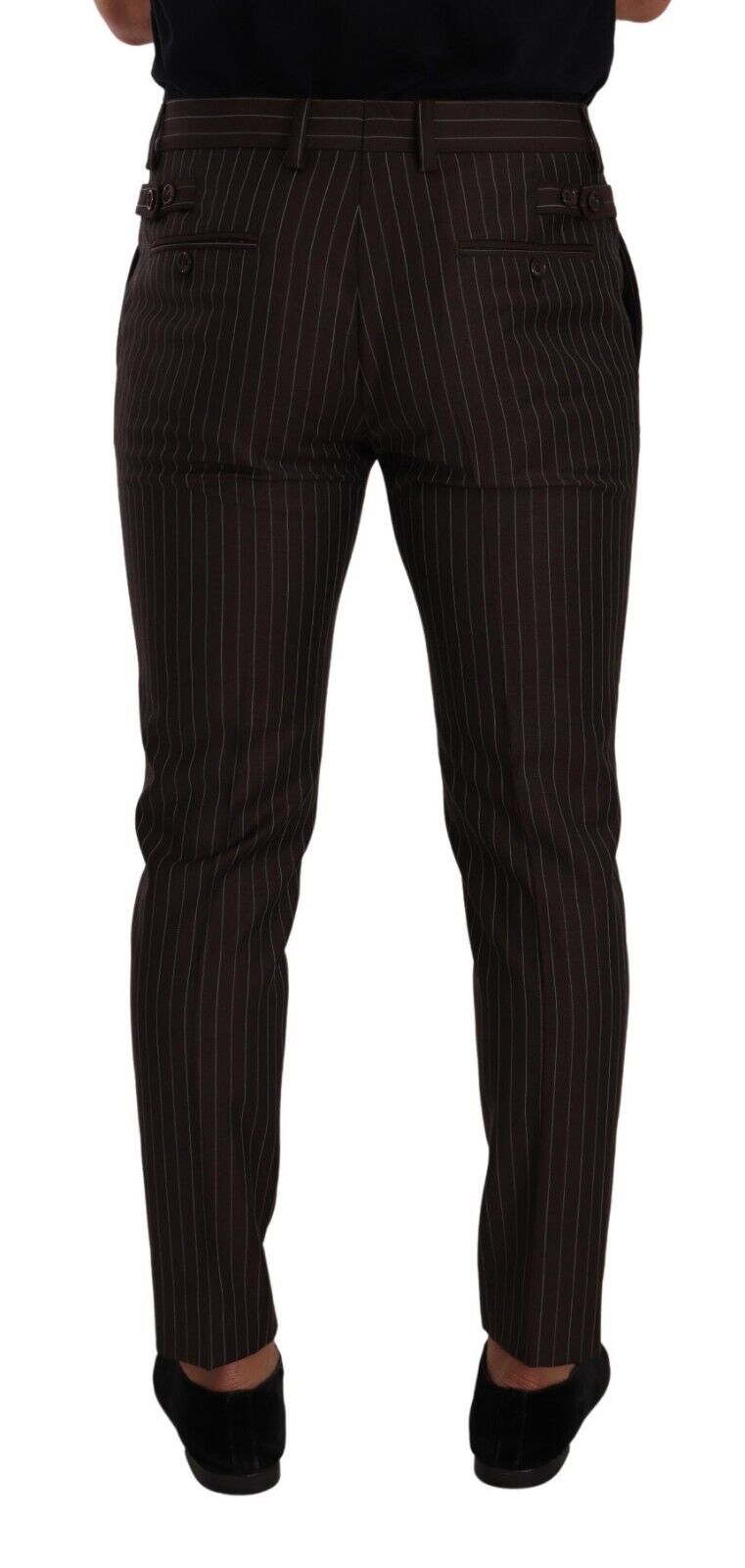 Dolce & Gabbana Brown Striped Wool Formal Trouser Dress Pants | Regal Royce