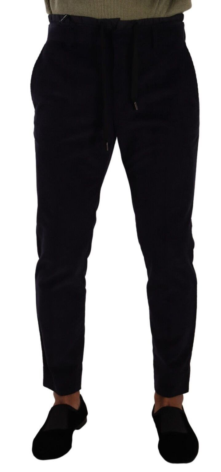 Dolce & Gabbana Blue Cotton Skinny Corduroy Trouser Pants | Regal Royce