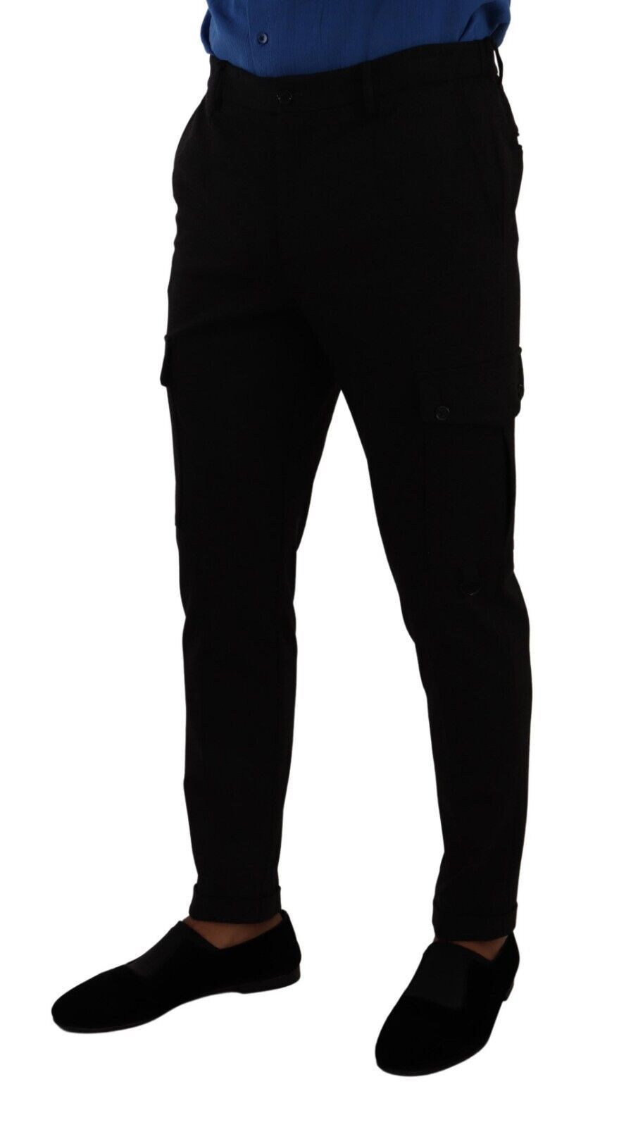 Dolce & Gabbana Black Viscose Skinny Cargo Trouser Pants | Regal Royce