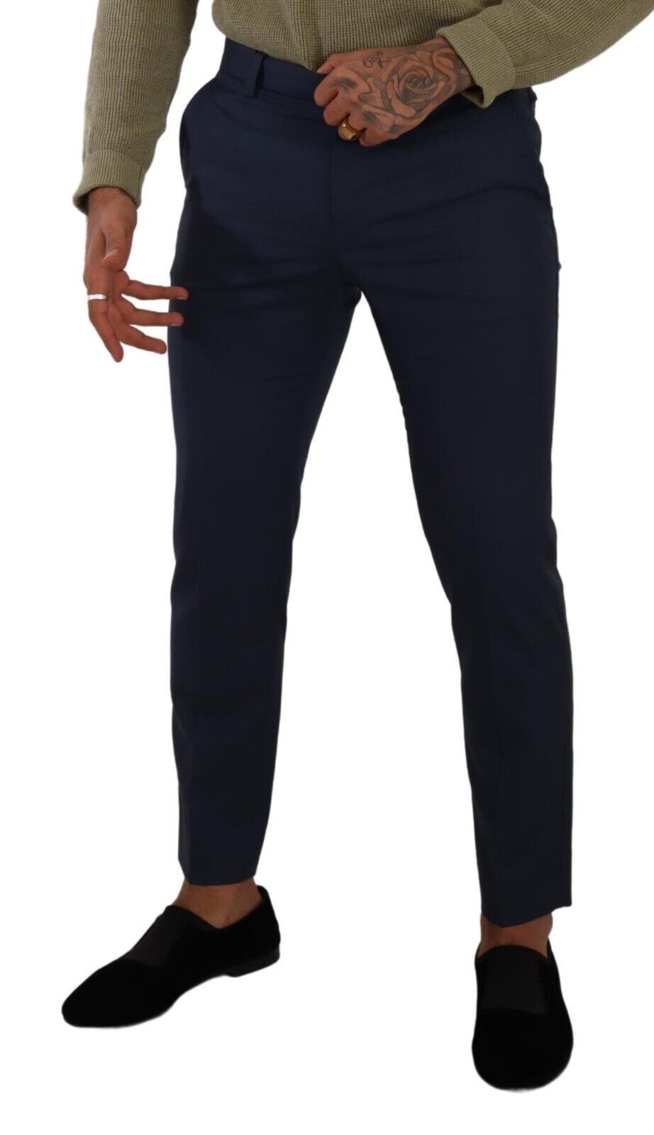 Dolce & Gabbana Dark Blue Wool Skinny Formal Dress Pants | Regal Royce
