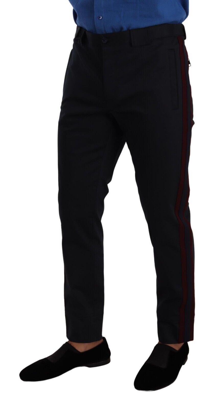Dolce & Gabbana Blue Bordeaux Cotton Skinny Chino Pants | Regal Royce