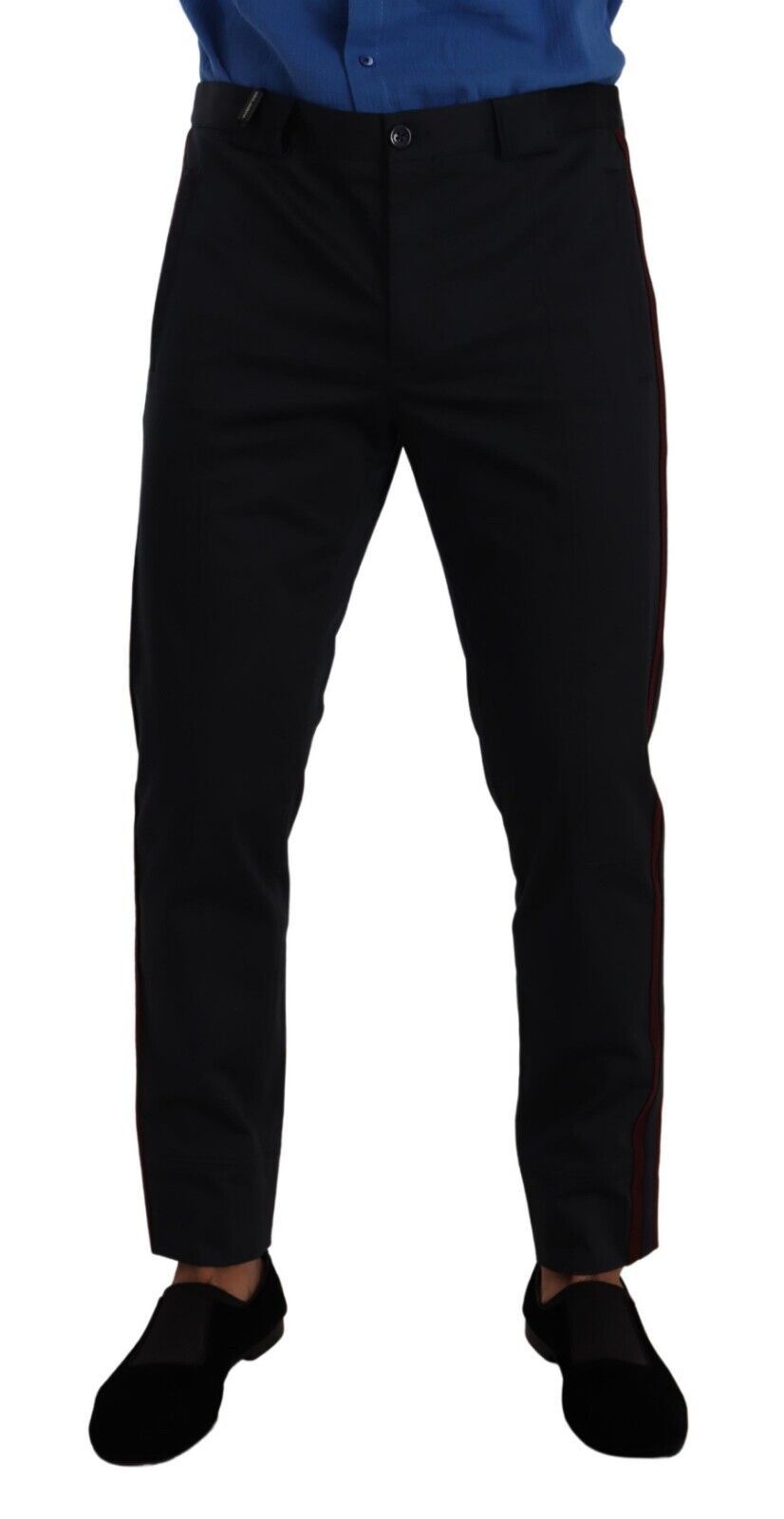 Dolce & Gabbana Blue Bordeaux Cotton Skinny Chino Pants | Regal Royce