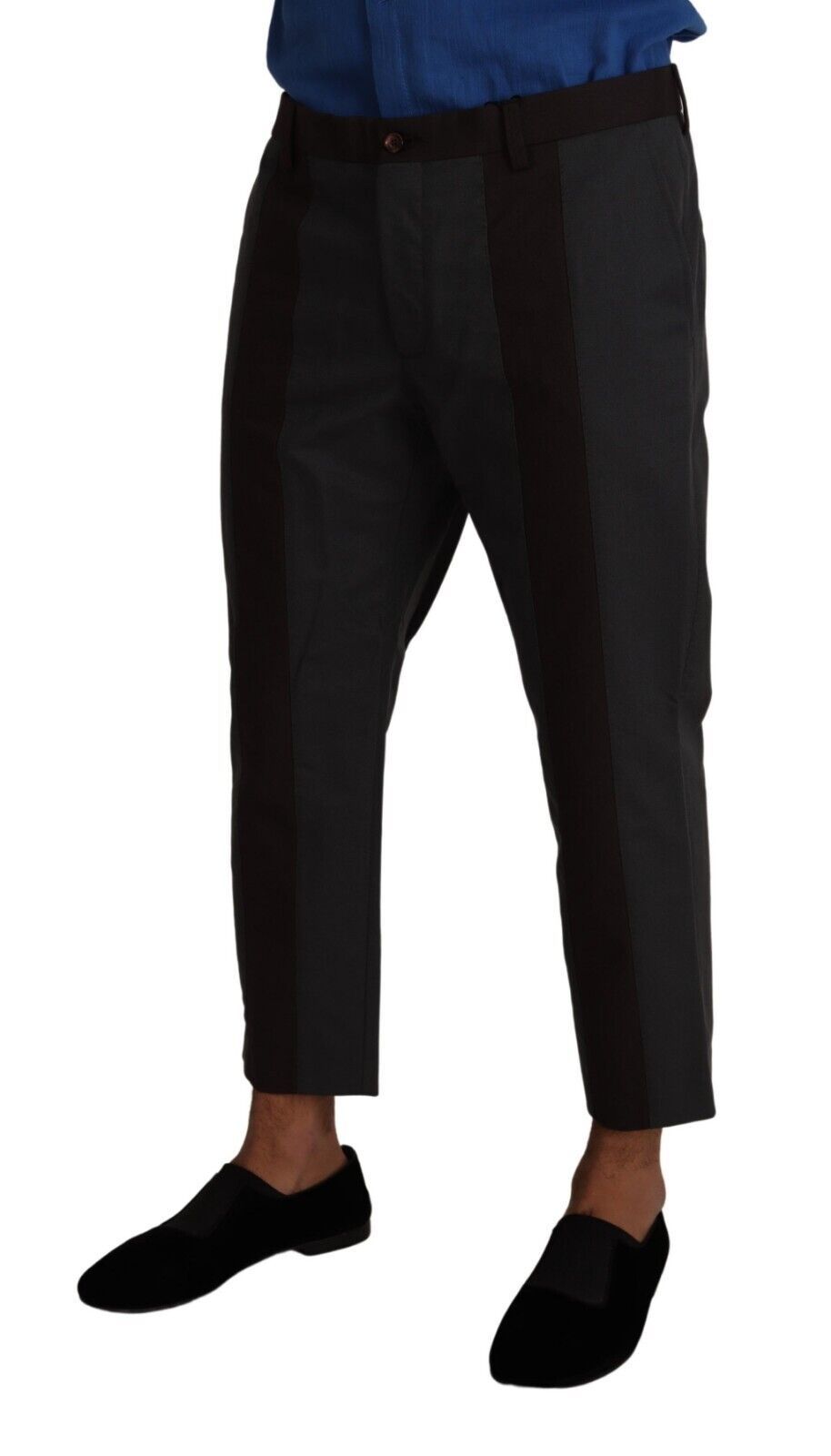 Dolce & Gabbana Gray Bordeaux Striped Cropped Trouser Pants | Regal Royce