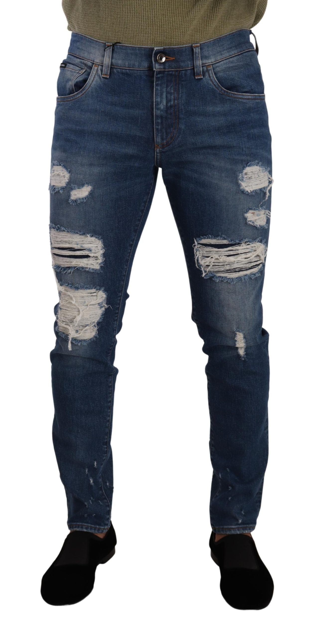 Dolce & Gabbana Blue Wash Cotton Stretch Slim Fit Denim Jeans | Regal Royce