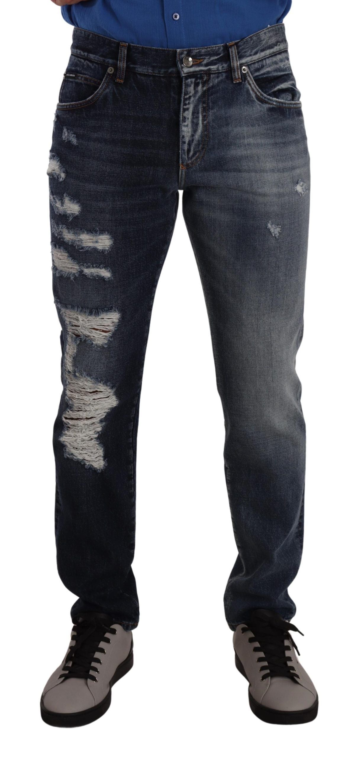 Dolce & Gabbana Blue Cotton Regular Denim Trousers Jeans | Regal Royce